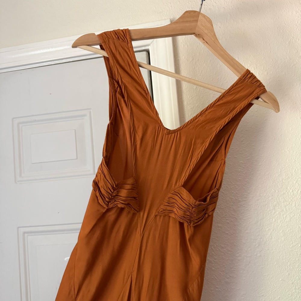 LILY ASHWELL for shabby chic rust orange v neck draped slip maxi dress - Picture 6 of 7